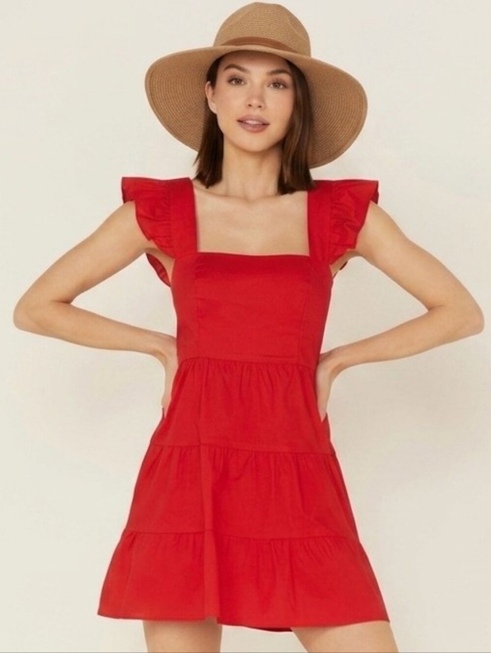 Show me your MuMu Lovely Red Ruffle Tie-Back Tiered Mini Dress Babydoll Size M